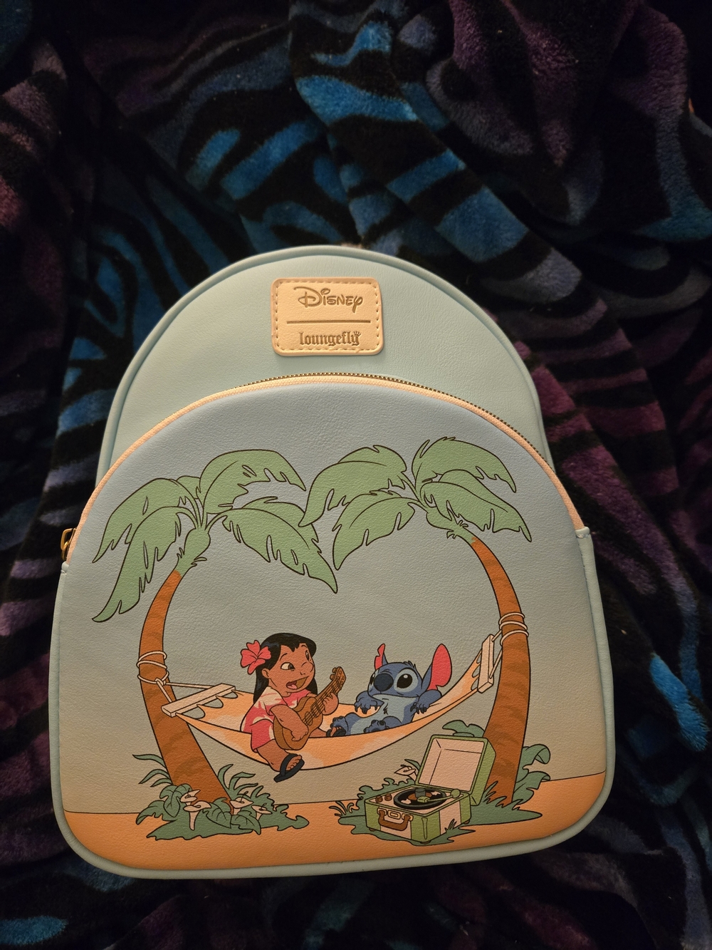 Loungefly Disney Lilo & Stitch Pastel Blue Peach Trim Mini Backpack